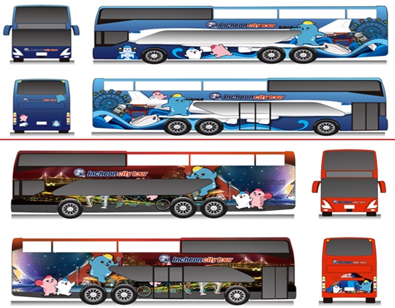 ▲새롭게 랩핑되는 인천시티투어 이미지. 2층 버스 모습